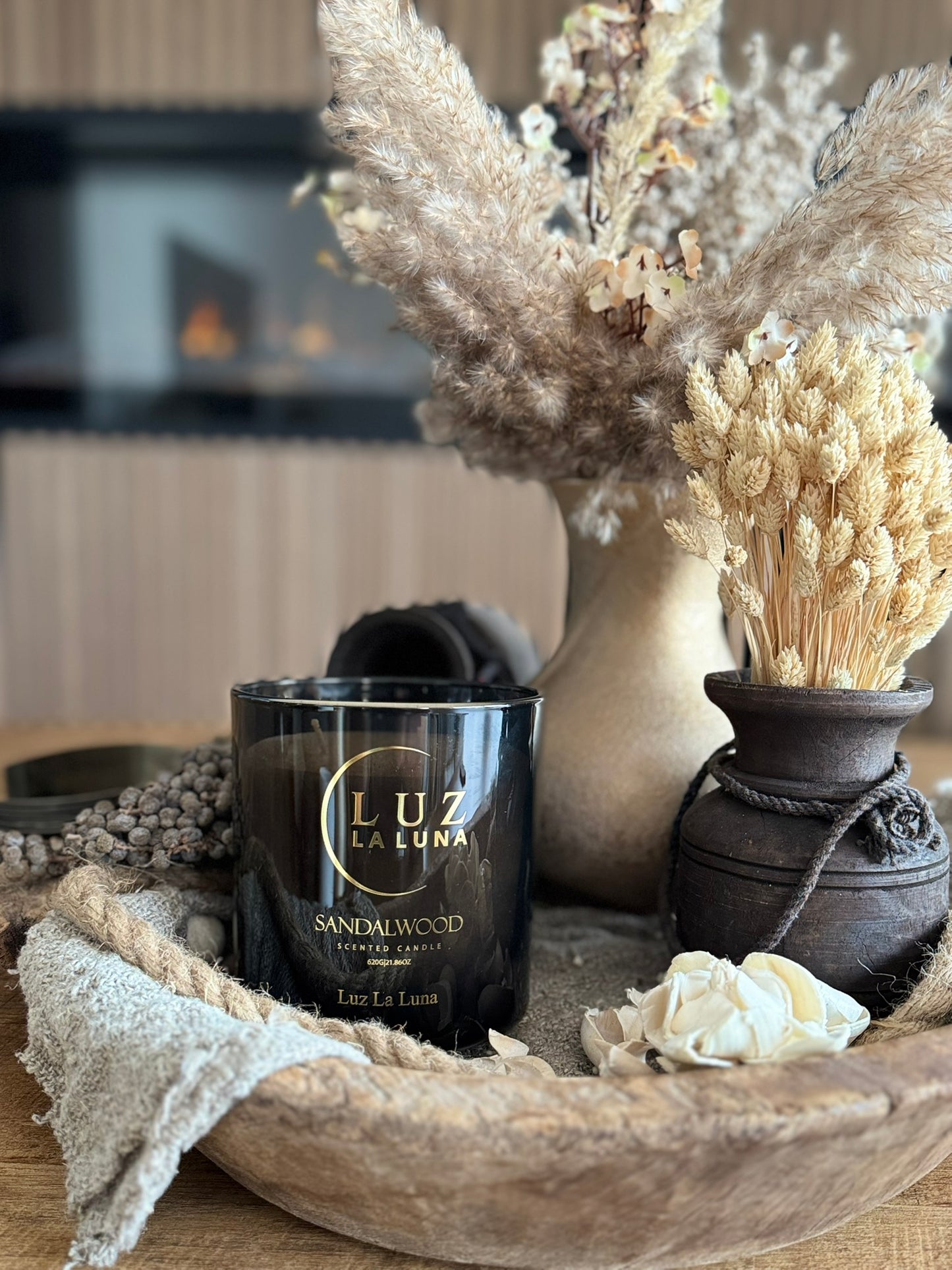 Geurkaars - 620gr - zwart - Sandalwood - Kalmerend & spiritueel